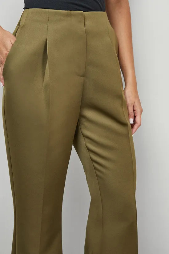Premium Satin Clean Waistband Flare Trousers Co-ord