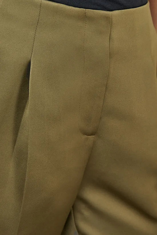 Premium Satin Clean Waistband Flare Trousers Co-ord