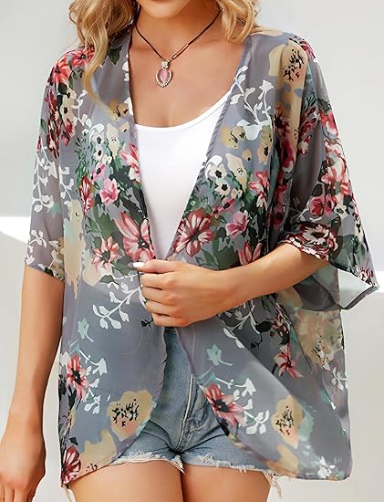 Octavia-New Women Summer Long Flowy Kimono Cardigans Boho Chiff