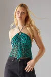 Chiffon Halter Keyhole Crop Top