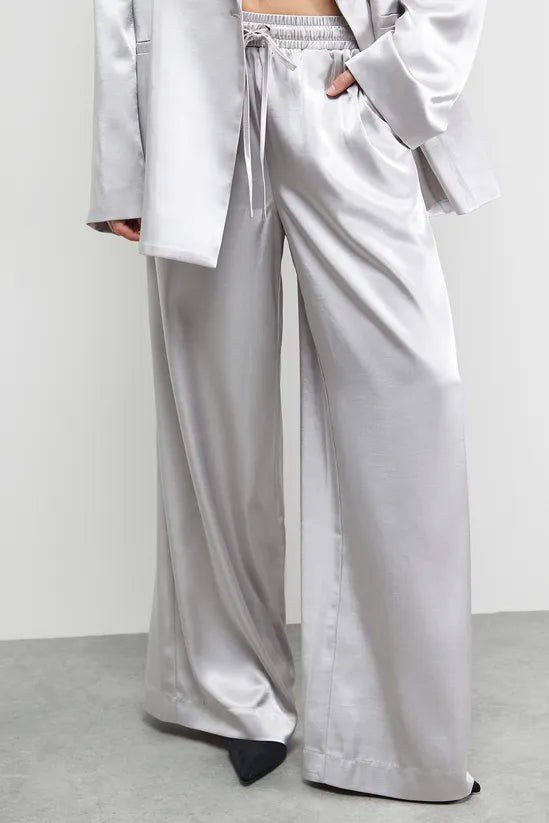 High Shine Satin Drawstring Trousers Co-ord