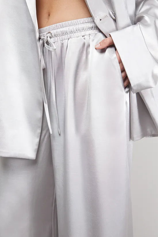 High Shine Satin Drawstring Trousers Co-ord